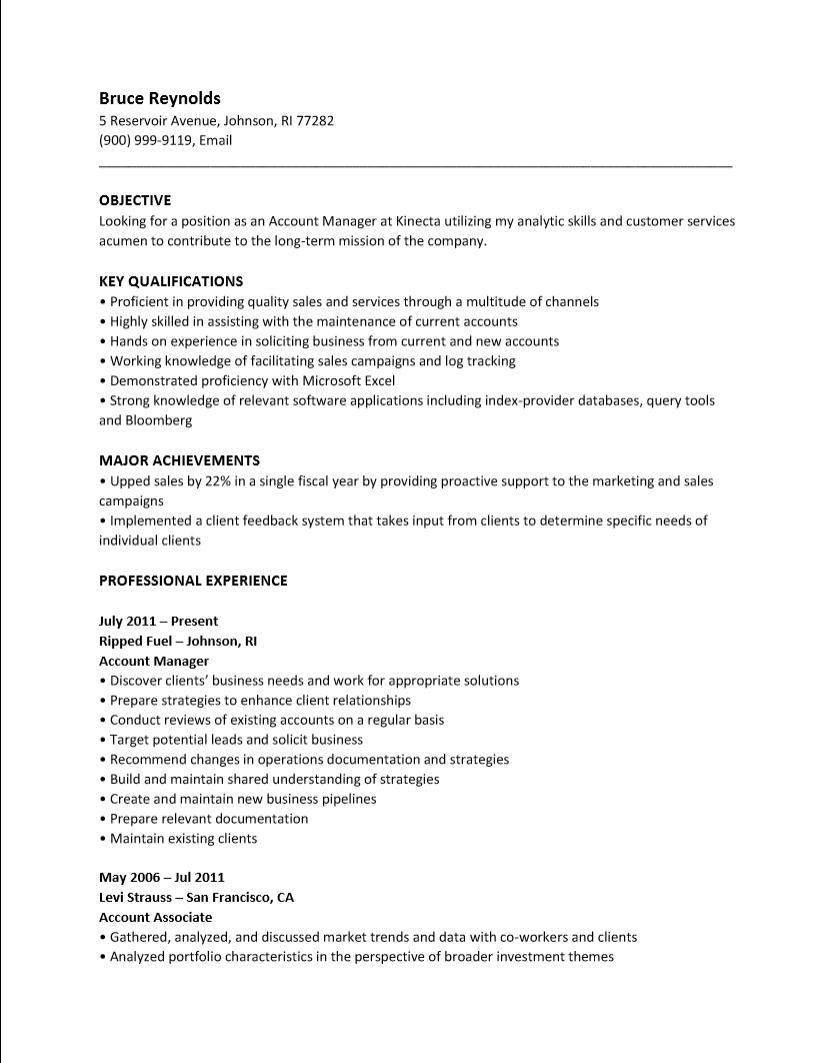 Account Manager Resume Template Resume Templates