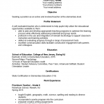First Year (Entry Level) Teacher Resume Template