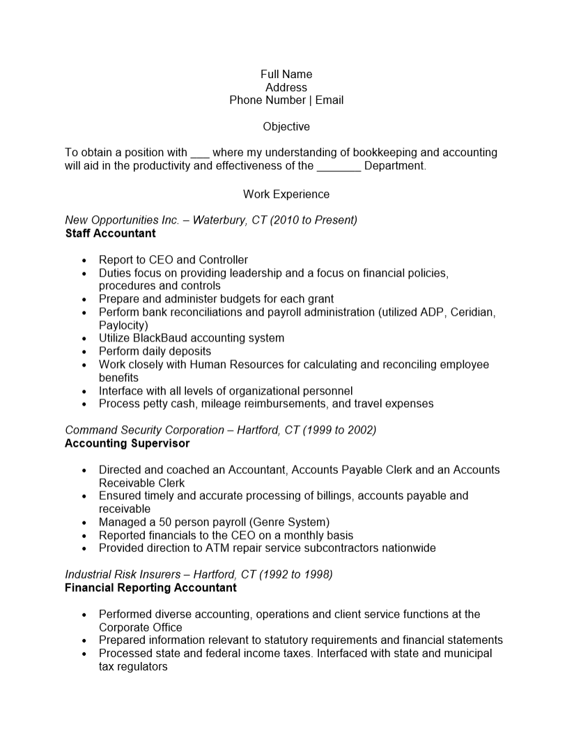 Staff Accountant Resume Template : Resume Templates