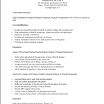 Resume for receptionist in hospital