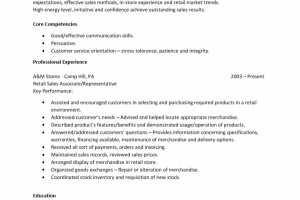 Retail Sales Resume Template