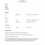 Special Skills Acting Resume Template